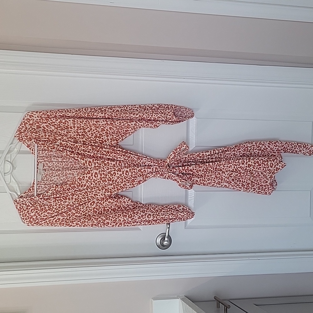 Loft Animal Print Tie Waist Dress